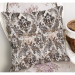 - K11750-Gorsel-1 - Realhomes  RealHomes Krem - Kahverengi Zeminde Etnik Motifli Otantik Desenli Dijital Baskılı Yastık Kırlent Kılıfı Realhomes