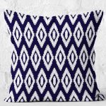 - K11757-Gorsel-2 - Realhomes  RealHomes Lacivert - Beyaz Zeminde Örgü Motifli Kilim Desenli Dijital Baskılı Yastık Kırlent Kılıfı Realhomes