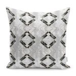 - K11760-Gorsel - Realhomes RealHomes Siyah - Gri Zeminde Mermer Motifli Eskitme Desenli Dijital Baskılı Yastık Kırlent Kılıfı Realhomes