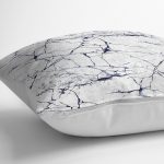 RealHomes Lacivert - Gri Zeminde Duvar Motifli Mermer Desenli Dijital Baskılı Yastık Kırlent Kılıfı Realhomes