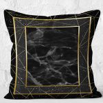 - K11762-Gorsel-2 - Realhomes RealHomes Siyah - Gold Zeminde Çerçeveli Motifli Altın Desenli Dijital Baskılı Yastık Kırlent Kılıfı Realhomes