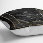 - K11762-Gorsel-3 - Realhomes RealHomes Siyah - Gold Zeminde Çerçeveli Motifli Altın Desenli Dijital Baskılı Yastık Kırlent Kılıfı Realhomes