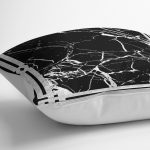 - K11764-Gorsel-3 - Realhomes RealHomes Siyah - Beyaz Zeminde Çerçeveli Motifli Mermer Desenli Dijital Baskılı Yastık Kırlent Kılıfı Realhomes