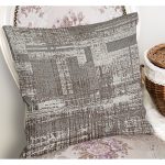 RealHomes Gri Zeminde Örme Motifli Etnik Desenli Dijital Baskılı Yastık Kırlent Kılıfı Realhomes