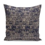 - K11773-Gorsel - Realhomes  RealHomes Lacivert - Krem Zeminde Otantik Motifli Eskitme Desenli Dijital Baskılı Yastık Kırlent Kılıfı Realhomes