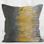 - K11775-Gorsel-2 - Realhomes  RealHomes Gold - Gri Zeminde Altın Motifli Kanvas Desenli Dijital Baskılı Yastık Kırlent Kılıfı Realhomes
