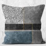 - K11791-Gorsel-2 - Realhomes RealHomes Füme - Mavi Zeminde Geometrik Motifli Kanvas Desenli Dijital Baskılı Yastık Kırlent Kılıfı Realhomes