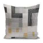 - K11795-Gorsel - Realhomes RealHomes Ekru - Siyah Zeminde El Dokuma Motifli Kilim Desenli Dijital Baskılı Yastık Kırlent Kılıfı Realhomes