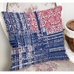 - K11797-Gorsel-1 - Realhomes RealHomes Lacivert - Kırmızı Zeminde Eskitme Motifli Örgü Desenli Dijital Baskılı Yastık Kırlent Kılıfı Realhomes