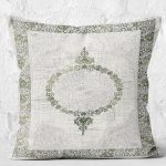 - K11805-Gorsel-2 - Realhomes RealHomes Yeşil - Krem Zeminde Rustik Motifli Etnik Desenli Dijital Baskılı Yastık Kırlent Kılıfı Realhomes