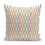 RealHomes Ekru - Bej Zeminde Geometrik Motifli Kilim Desenli Dijital Baskılı Yastık Kırlent Kılıfı Realhomes