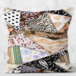 RealHomes Etnik Patchwork Motifli Geleneksel Desenli Dijital Baskılı Yastık Kırlent Kılıfı Realhomes