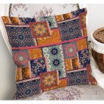 - K11809-Gorsel-1 - Realhomes  RealHomes Floral Temalı Patchwork Motifli Otantik Desenli Dijital Baskılı Yastık Kırlent Kılıfı Realhomes