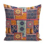 - K11809-Gorsel - Realhomes  RealHomes Floral Temalı Patchwork Motifli Otantik Desenli Dijital Baskılı Yastık Kırlent Kılıfı Realhomes