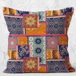 - K11809-Gorsel-2 - Realhomes  RealHomes Floral Temalı Patchwork Motifli Otantik Desenli Dijital Baskılı Yastık Kırlent Kılıfı Realhomes