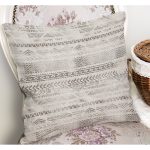 RealHomes Gri - Krem Zeminde Etnik Motifli Tribal Desenli Dijital Baskılı Yastık Kırlent Kılıfı Realhomes