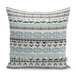 RealHomes Mavi - Krem Zeminde İskandinav Motifli Etnik Desenli Dijital Baskılı Yastık Kırlent Kılıfı Realhomes