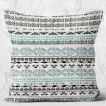 RealHomes Mavi - Krem Zeminde İskandinav Motifli Etnik Desenli Dijital Baskılı Yastık Kırlent Kılıfı Realhomes