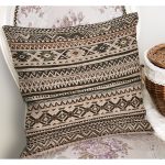 - K11813-Gorsel-1 - Realhomes RealHomes Kahverengi - Krem Zeminde Geleneksel Motifli Kilim Desenli Dijital Baskılı Yastık Kırlent Kılıfı Realhomes