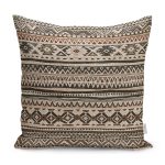 - K11813-Gorsel - Realhomes RealHomes Kahverengi - Krem Zeminde Geleneksel Motifli Kilim Desenli Dijital Baskılı Yastık Kırlent Kılıfı Realhomes
