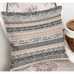 - K11814-Gorsel-1 - Realhomes  RealHomes Krem - Gri Zeminde İskandinav Motifli Kilim Desenli Dijital Baskılı Yastık Kırlent Kılıfı Realhomes