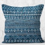 - K11815-Gorsel-2 - Realhomes RealHomes Lacivert Zeminde İskandinav Motifli Etnik Desenli Dijital Baskılı Yastık Kırlent Kılıfı Realhomes