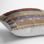 RealHomes Krem - Kırmızı Zeminde Otantik Motifli Kilim Desenli Dijital Baskılı Yastık Kırlent Kılıfı Realhomes