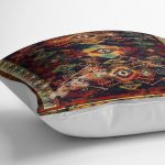 - K11822-Gorsel-3 - Realhomes  RealHomes Lacivert Zeminde Eskitme Motifli Kilim Desenli Dijital Baskılı Yastık Kırlent Kılıfı Realhomes