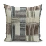 - K11827-Gorsel - Realhomes RealHomes Kahverengi - Krem Zeminde Patchwork Motifli Örme Desenli Dijital Baskılı Yastık Kırlent Kılıfı Realhomes