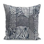 - K11829-Gorsel - Realhomes  RealHomes Lacivert Zeminde Patchwork Motifli Post Desenli Dijital Baskılı Yastık Kırlent Kılıfı Realhomes