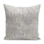 - K11834-Gorsel - Realhomes RealHomes Gri - Ekru Zeminde Eskitme Motifli Çiçek Desenli Dijital Baskılı Yastık Kırlent Kılıfı Realhomes