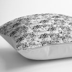 - K11835-Gorsel-3 - Realhomes RealHomes Siyah - Beyaz Zeminde Geometrik Motifli Eskitme Desenli Dijital Baskılı Yastık Kırlent Kılıfı Realhomes