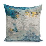 - K11838-Gorsel - Realhomes RealHomes Lacivert - Gri Zeminde Fırça Darbeleri Motifli Eskitme Desenli Dijital Baskılı Yastık Kırlent Kılıfı Realhomes