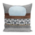 - K11841-Gorsel - Realhomes RealHomes Mavi - Kahverengi Zeminde Geometrik Motifli Kanvas Desenli Dijital Baskılı Yastık Kırlent Kılıfı Realhomes