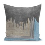 - K11843-Gorsel - Realhomes RealHomes Altın - Gri Zeminde Eskitme Motifli Geometrik Desenli Dijital Baskılı Yastık Kırlent Kılıfı Realhomes