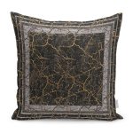 - K11849-Gorsel - Realhomes RealHomes Füme - Kahverengi Zeminde Çerçeveli Motifli Antik Desenli Dijital Baskılı Yastık Kırlent Kılıfı Realhomes