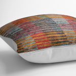 RealHomes Kırmızı - Turuncu Zeminde Patchwork Motifli Kilim Desenli Dijital Baskılı Yastık Kırlent Kılıfı Realhomes