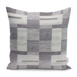 - K11855-Gorsel - Realhomes RealHomes Gri - Krem Zeminde Dokuma Halı Motifli Eskitme Desenli Dijital Baskılı Yastık Kırlent Kılıfı Realhomes
