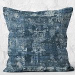 RealHomes Mavi - Lacivert Zeminde Eskitme Motifli Antika Desenli Dijital Baskılı Yastık Kırlent Kılıfı Realhomes