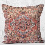 - K11873-Gorsel-2 - Realhomes RealHomes Kırmızı Zeminde Antik Motifli Dokuma Desenli Dijital Baskılı Yastık Kırlent Kılıfı Realhomes