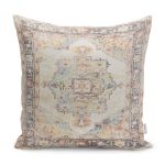 - K11874-Gorsel - Realhomes RealHomes Krem - Ekru Zeminde Göbekli Halı Motifli Hereke Desenli Dijital Baskılı Yastık Kırlent Kılıfı Realhomes