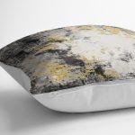 - K11875-Gorsel-3 - Realhomes RealHomes Siyah - Hardal Zeminde Eskitme Motifli Halı Desenli Dijital Baskılı Yastık Kırlent Kılıfı Realhomes