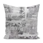 - K11884-Gorsel - Realhomes RealHomes Siyah - Beyaz Zeminde Dokuma Halı Motifli Eskitme Desenli Dijital Baskılı Yastık Kırlent Kılıfı Realhomes