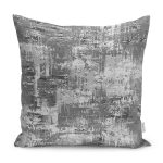 - K11885-Gorsel - Realhomes RealHomes Gri Zeminde Eskitme Motifli Dokuma Halı Desenli Dijital Baskılı Yastık Kırlent Kılıfı Realhomes