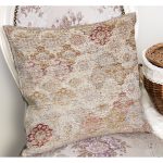 RealHomes Krem - Ekru Zeminde Hereke Motifli Yöresel Desenli Dijital Baskılı Yastık Kırlent Kılıfı Realhomes