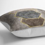 - K11888-Gorsel-3 - Realhomes RealHomes Kahverengi Zeminde Altıgen Motifli Geometrik Desenli Dijital Baskılı Yastık Kırlent Kılıfı Realhomes