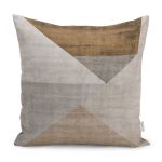 - K11891-Gorsel - Realhomes RealHomes Kahverengi - Gri Zeminde Geometrik Motifli Üçgen Desenli Dijital Baskılı Yastık Kırlent Kılıfı Realhomes