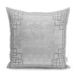 - K11893-Gorsel - Realhomes  RealHomes Gri - Antrasit Zeminde Çerçeveli Motifli Eskitme Desenli Dijital Baskılı Yastık Kırlent Kılıfı Realhomes