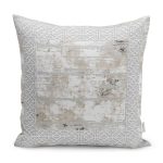 - K11897-Gorsel - Realhomes RealHomes Gri - Krem Zeminde Gri Çerçeve Motifli Eskitme Desenli Dijital Baskılı Yastık Kırlent Kılıfı Realhomes