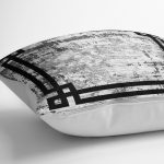 - K11899-Gorsel-3 - Realhomes  RealHomes Gri - Krem Zeminde Çerçeveli Motifli Antika Desenli Dijital Baskılı Yastık Kırlent Kılıfı Realhomes